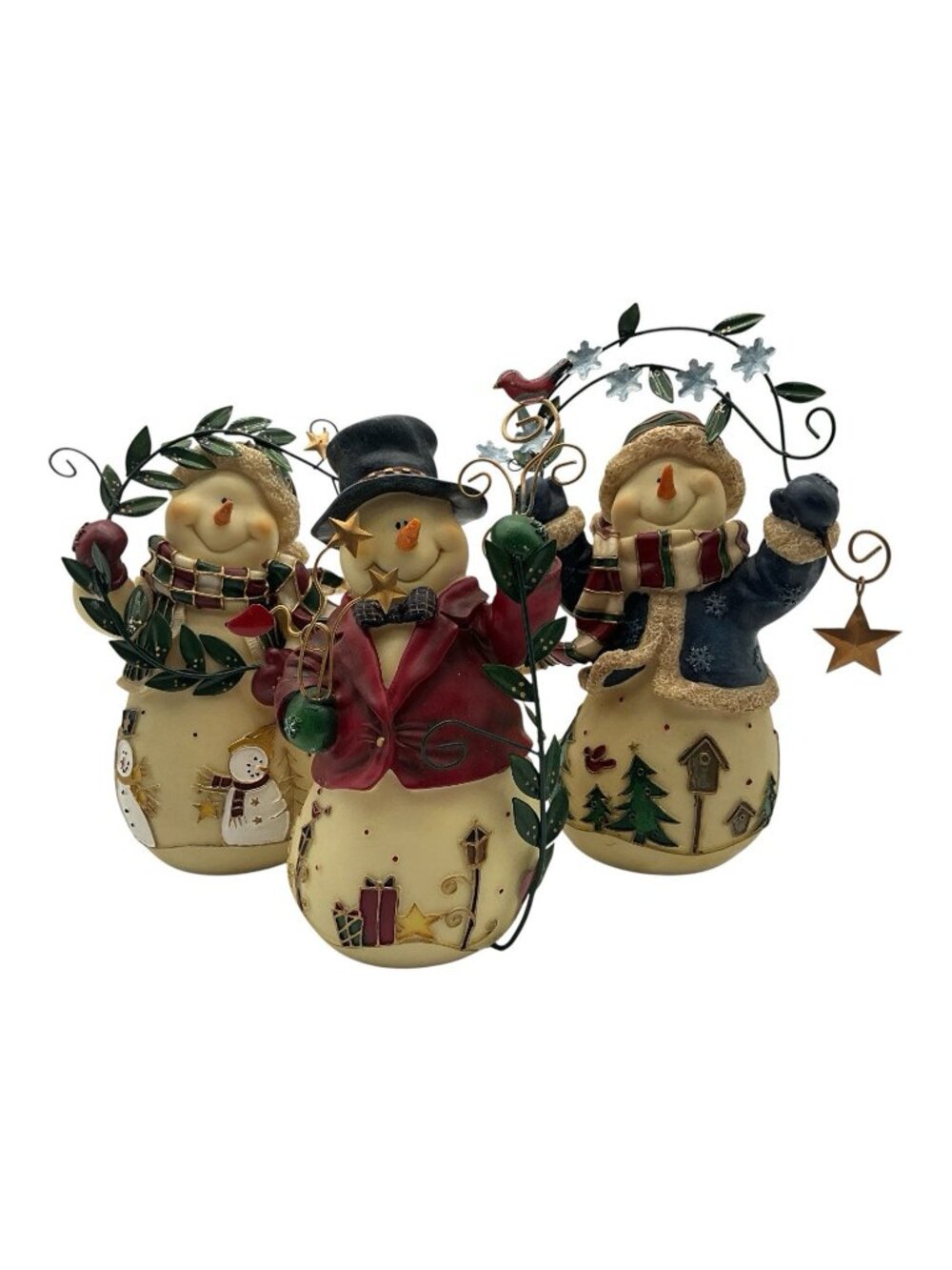 Home Interiors "Snow Friends" Snowmen Figurines Vintage 2000 Christmas Decor